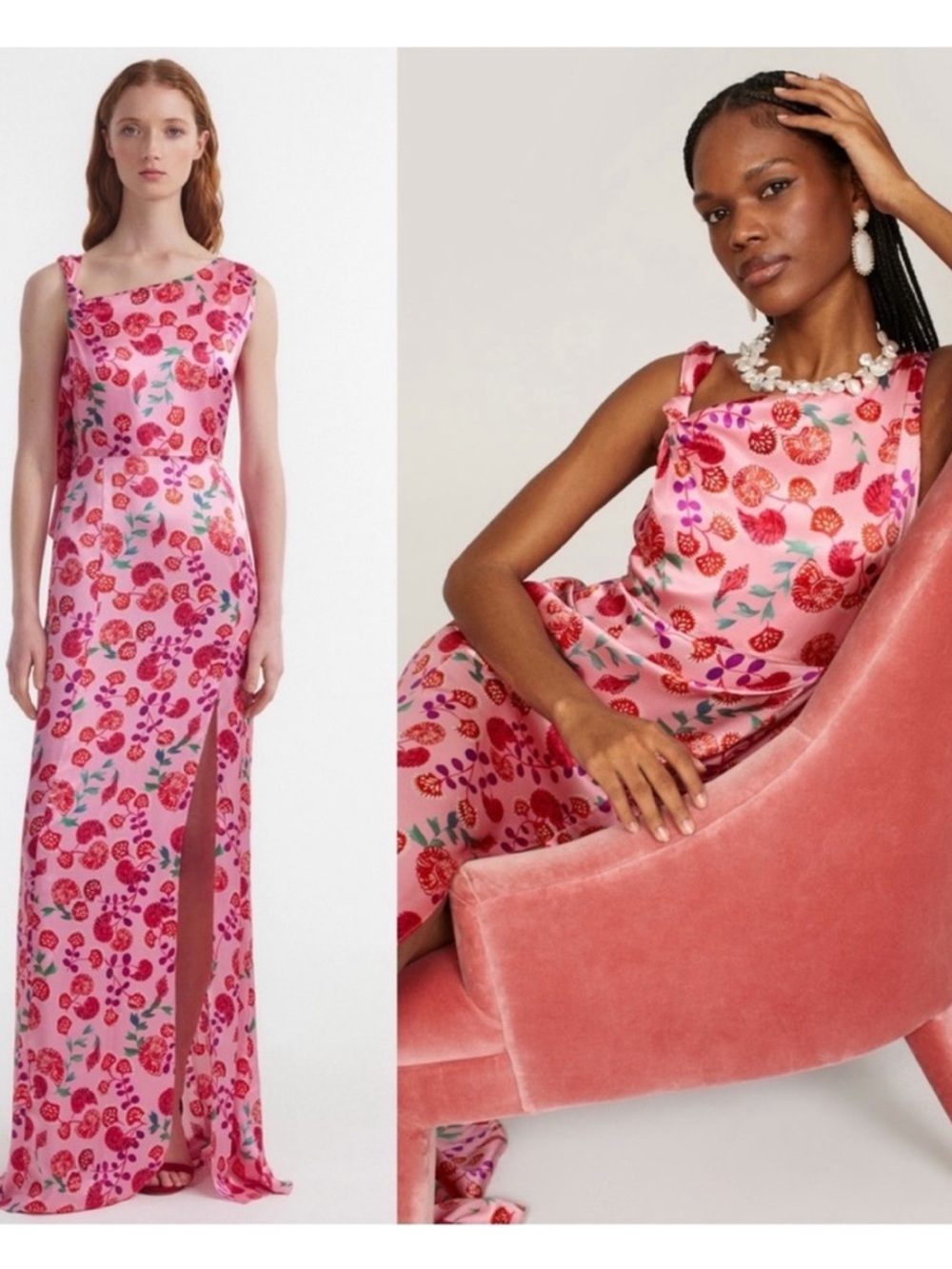 Saloni Leona floral print silk maxi dress size 10